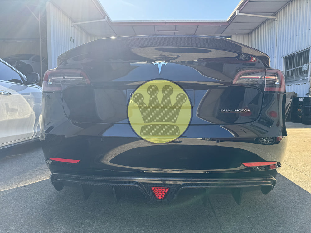Carbon Fiber Diffuser with break light - Model 3 – bodykit kingdom